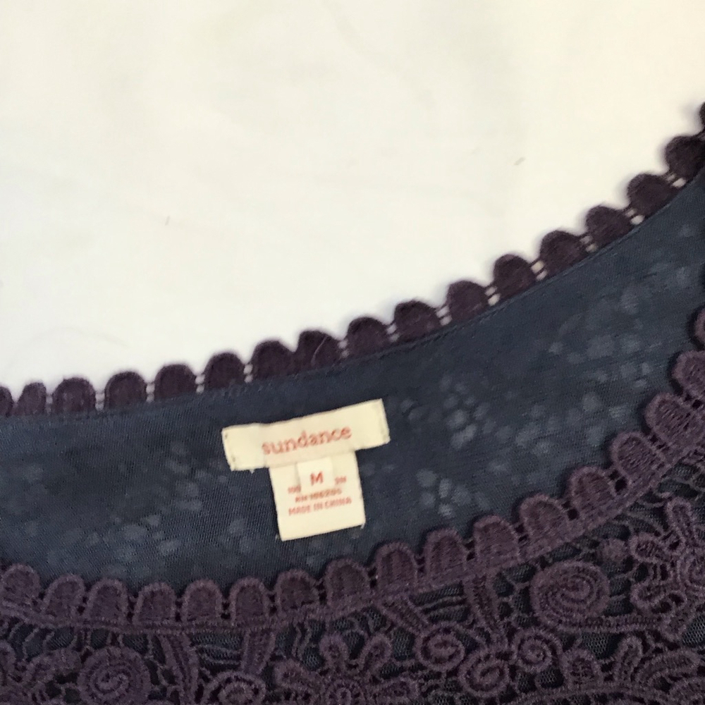 Sundance Women Elegant Purple Sheer Embroidered Tunic Top M - Picture 10 of 11